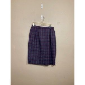 VTG Womens Wool Blend Plaid Pencil Skirt 16 Purple Academia Preppy Career Retro